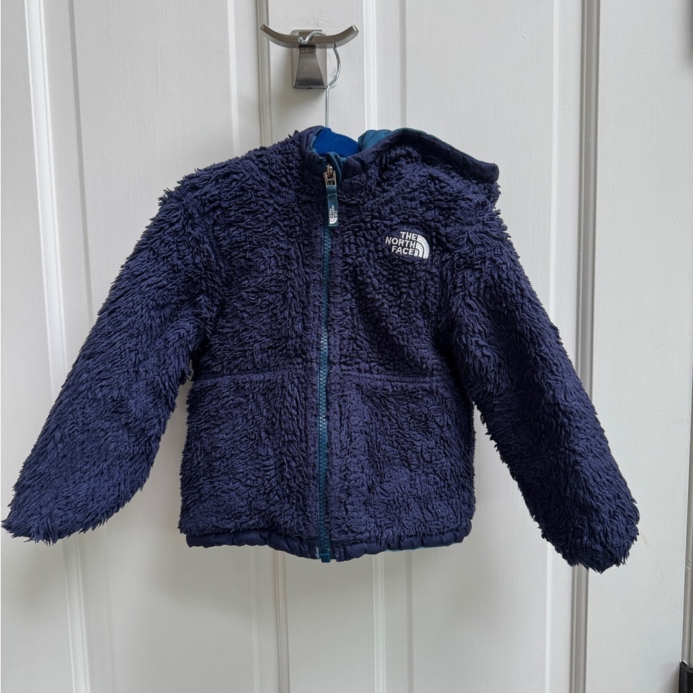 The North Face 18-24M Boys Reversible Two-Tone Blue Hooded Puffer Jacket- RIP - Picture 7 of 9